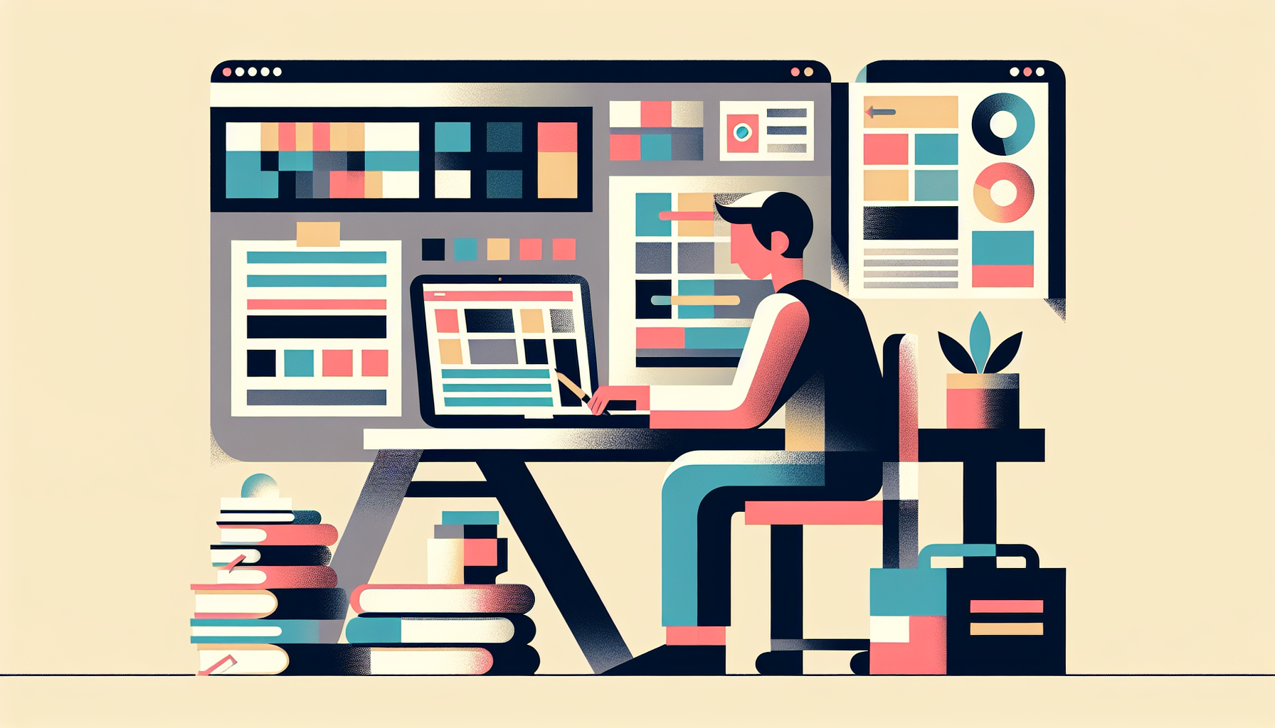 Webshop bouwer bespreekt webshop ontwerp met klant aan bureau met laptop en notitieblok