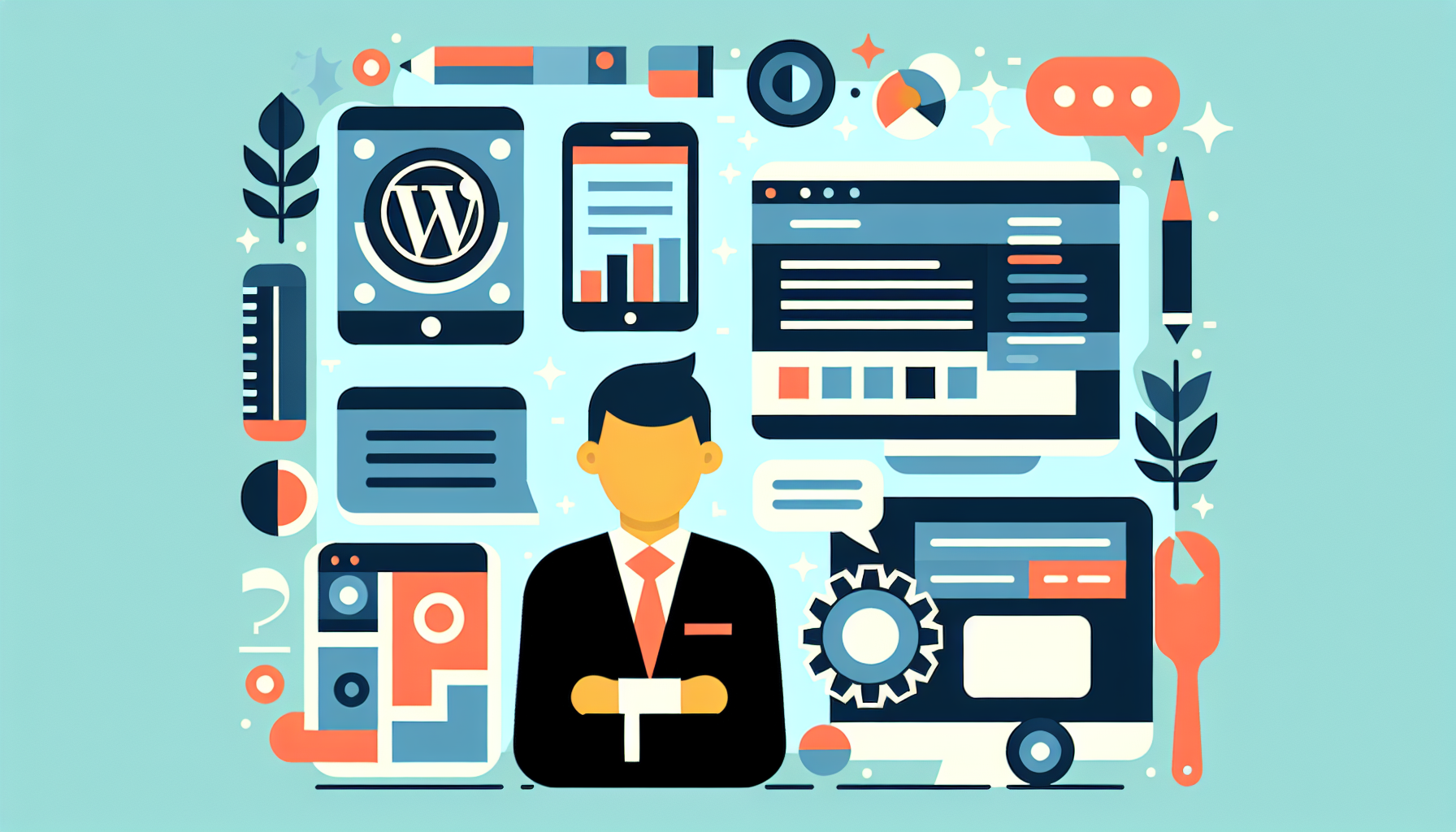 wordpress onderhoud: dashboard met updates, back-ups en beveiligingsmeldingen