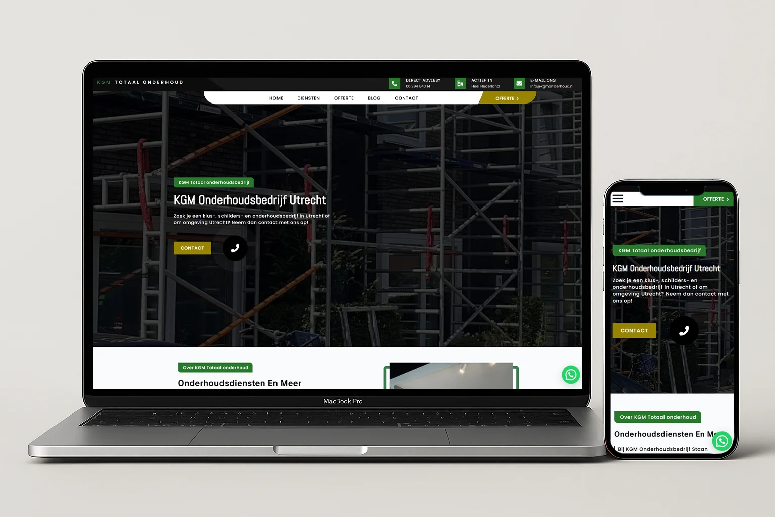 KGM Onderhoudsbedrijf presentatie mobiel en desktop