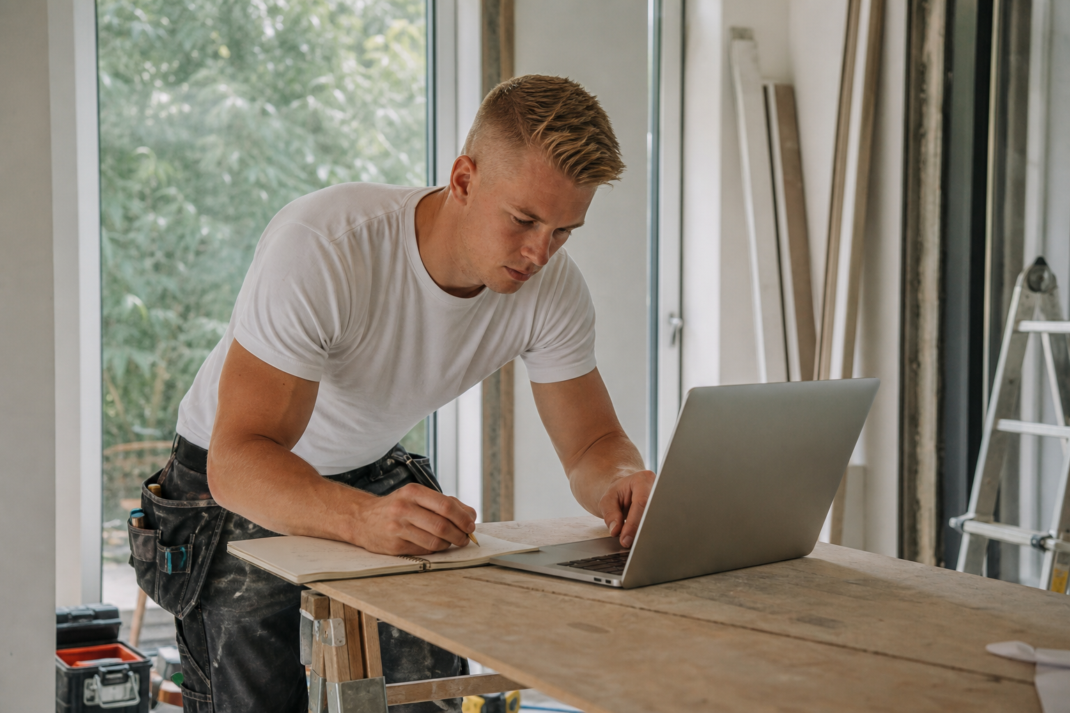 SEO tips voor een optimale website met laptop, grafieken en zoekresultaten op het scherm